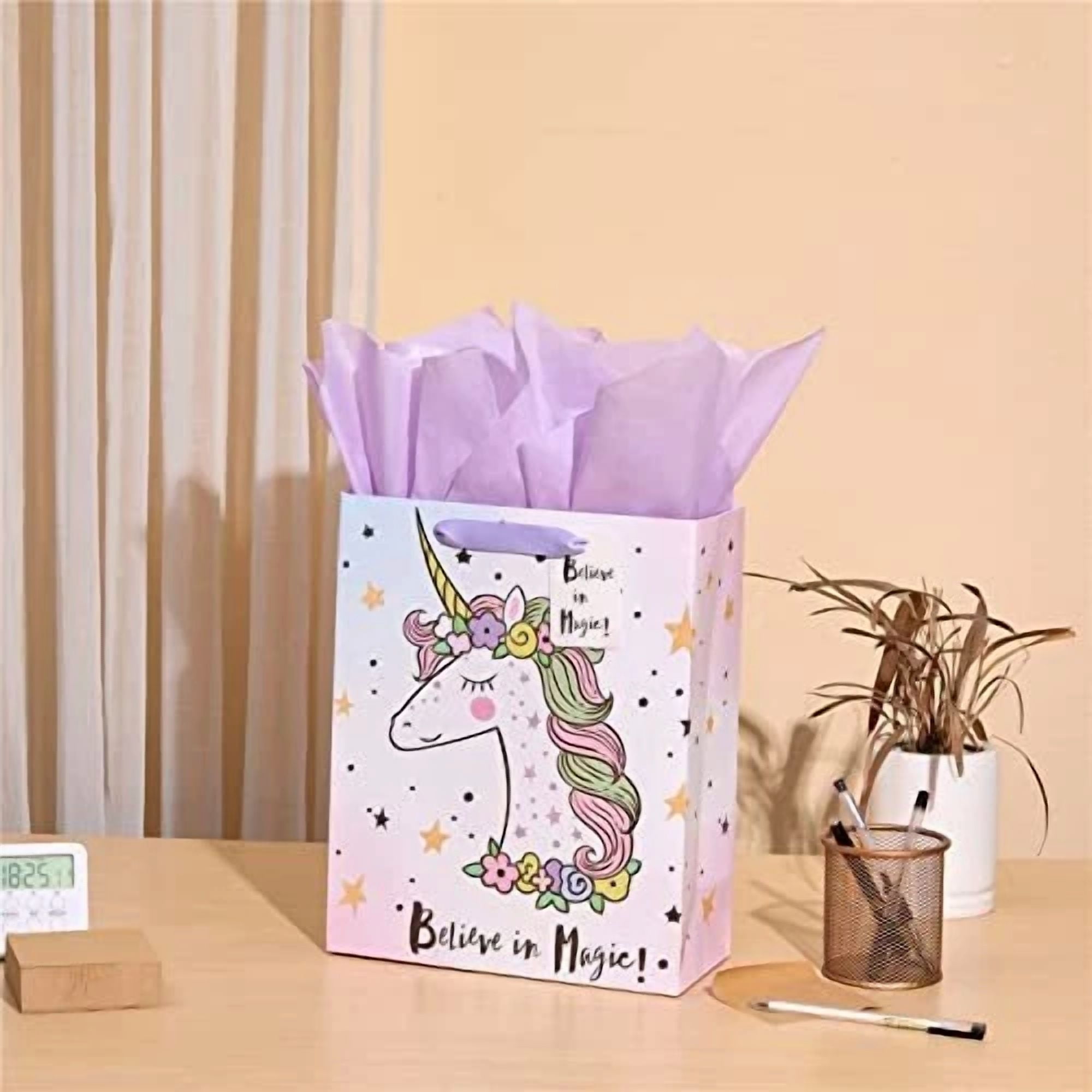 BUTTERFLY- 13" Large Gift Bag With Tissue Paper For Girls Happy Birthday Gift Bags