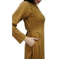 thumbnail image 3 of Bimba Women's Mandarin Collar Plain Jilbab Dress With Pockets Full Sleeve Maxi, 3 of 7