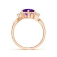 thumbnail image 2 of ANGARA Natural Round 1.7 ct Amethyst and Diamond Three Stone Bypass Ring in 14K Rose Gold for Women (Size-8mm) | February Birthstone, Anniversary, Jewelry Gift for Women | Natural Amethyst Ring, 2 of 9
