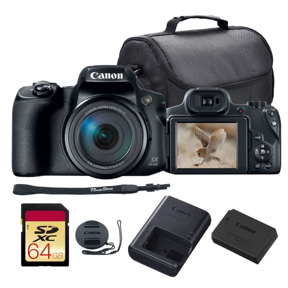 Canon PowerShot SX70 HS Digital Camera | 20.3MP Sensor, 65x Optical Zoom & 4K UHD Video | All-in-One Superzoom for Travel & Wildlife Photography (3071C001)   64GB Card   Canon EOS 200ES Shoulder Bag
