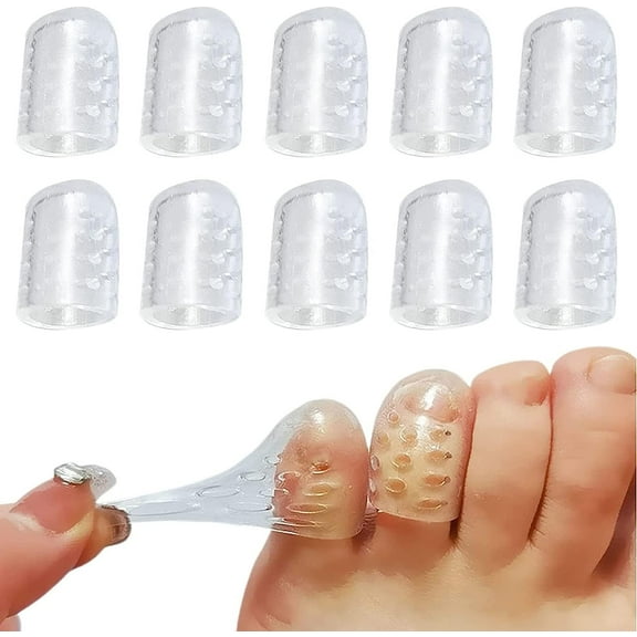 Silicone Anti-Friction Toe Protector,Silicone Breathable Toe Protector,Little Toe Protectors Caps Guards for Men Women, Toe Sleeves for Corns, Blisters and Ingrown Toenails (10pcs)