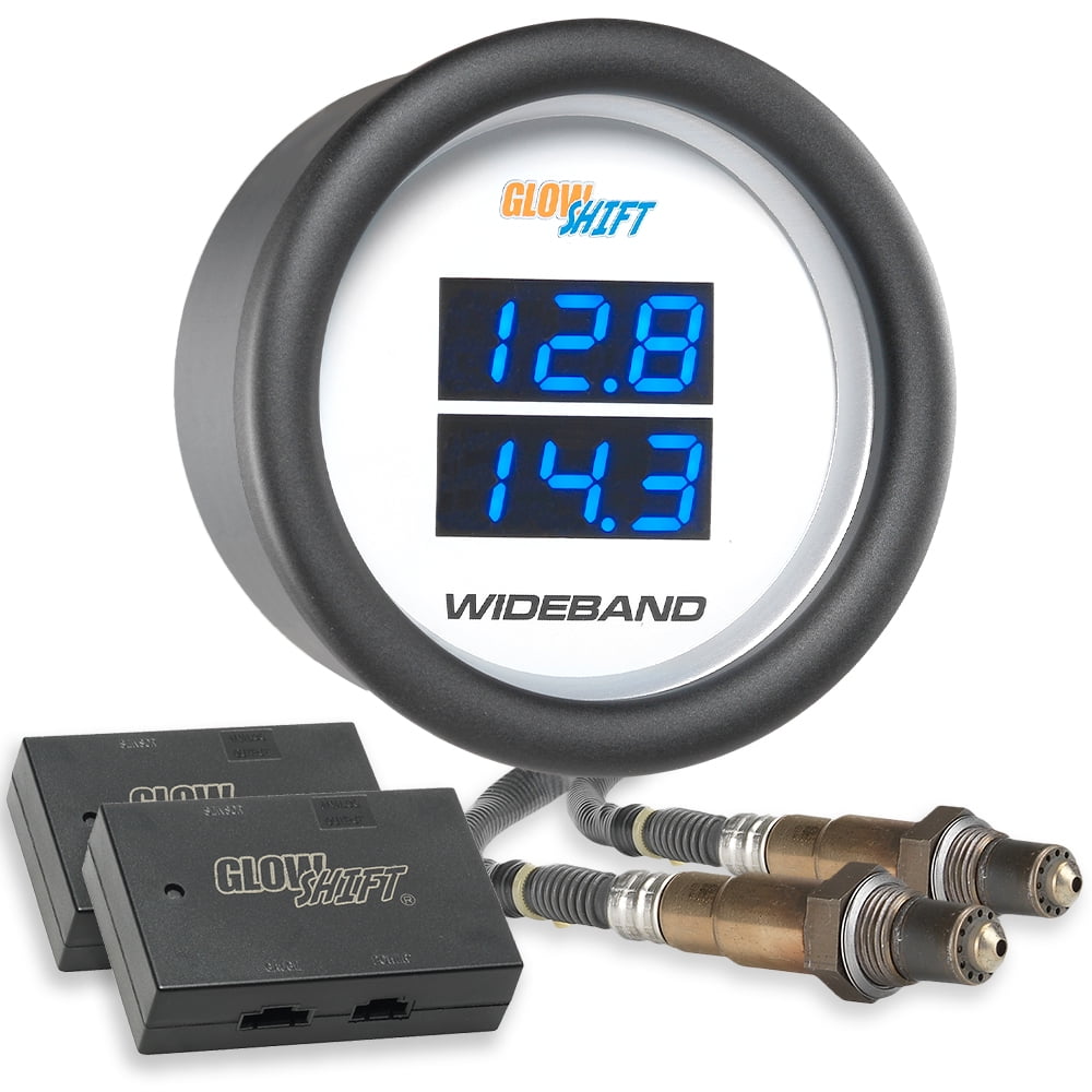 GlowShift White 7 Series Dual Digital Wideband Air/Fuel Ratio Gauge