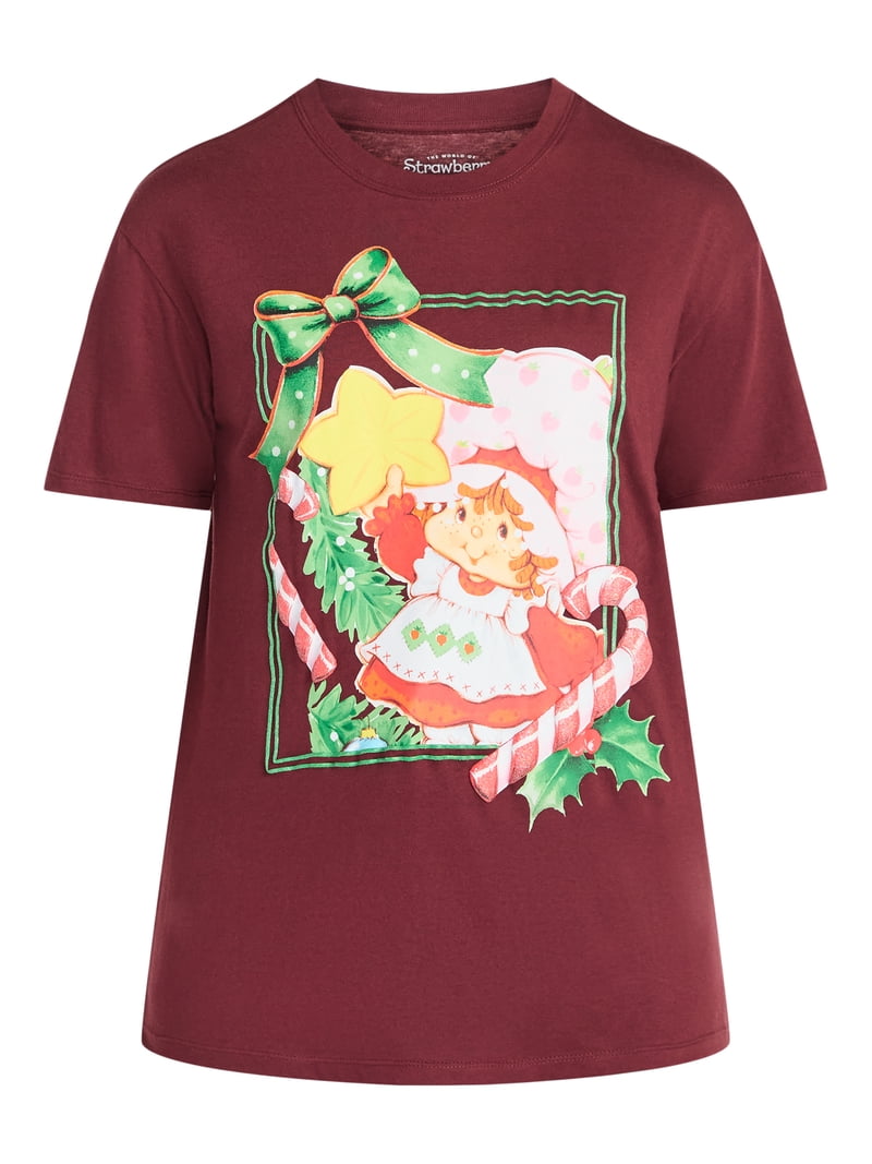 Strawberry Shortcake Women's Christmas Graphic Tee with Short