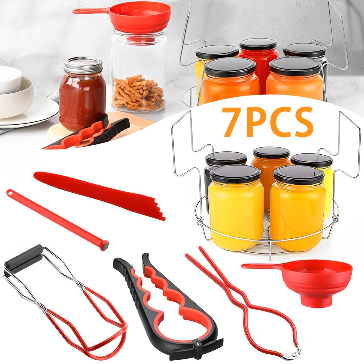 Austok Canning Kit,7 Pcs Canning Supplies Included Canning Funnel,Jar