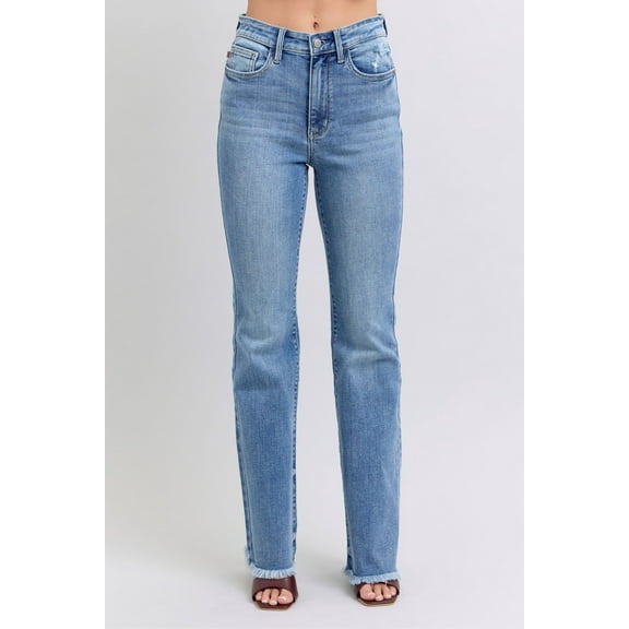 Judy Blue Full Size Raw Hem High Rise Bootcut Jeans