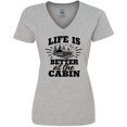 thumbnail image 3 of Inktastic Life is Better at the Cabin with Trees and Moon Women's V-Neck T-Shirt, 3 of 5
