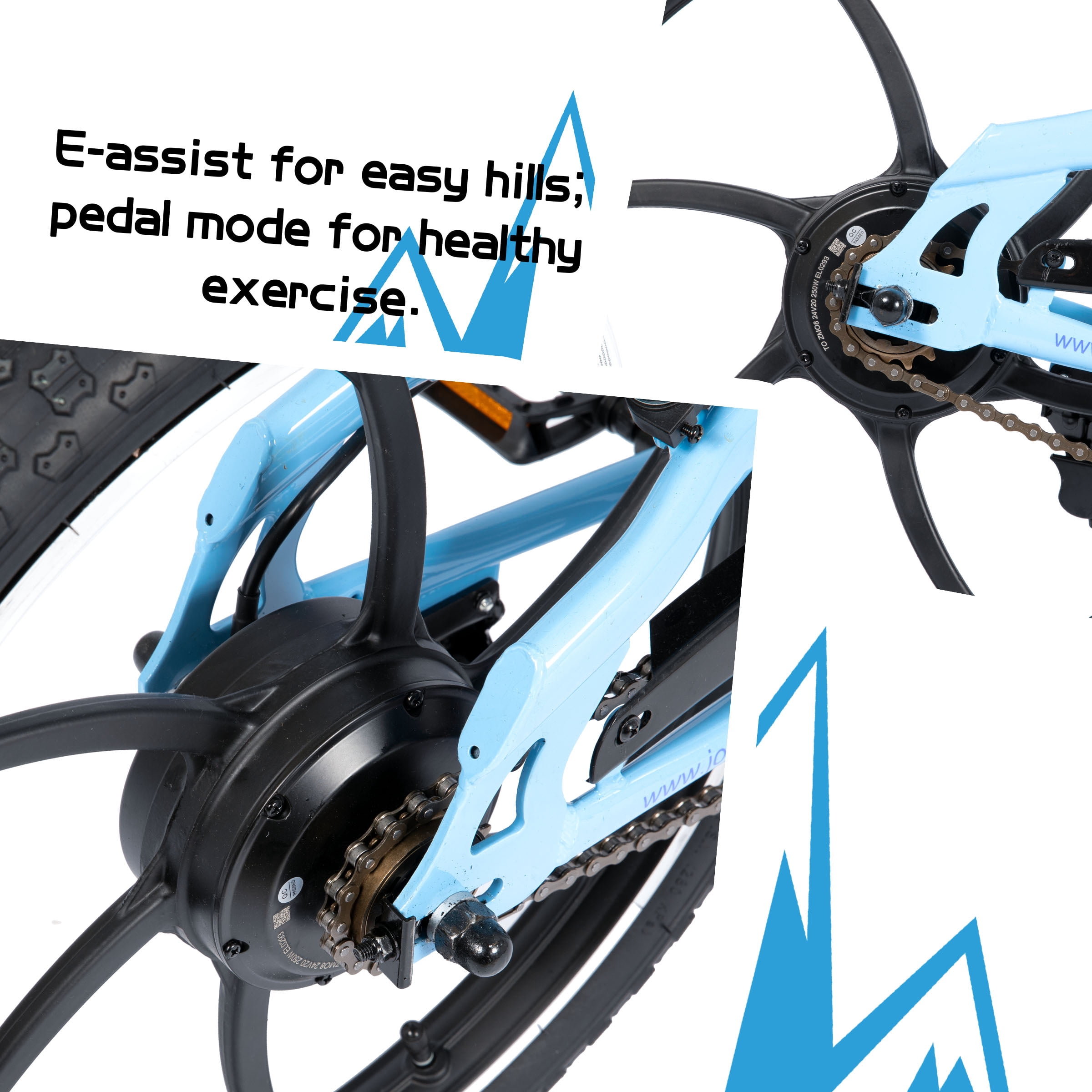JOYSTAR Radspur Electric Bike 20" with 250W Brushless Motor, 15 Miles 15MPH Electric Mountain Bicycle with Removable Battery, Blue