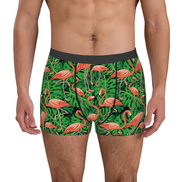 Balery Flamingo Calzoncillos bóxer para hombre, ropa interior de algodón suave y transpirable con cinturilla de nailon-X-Large