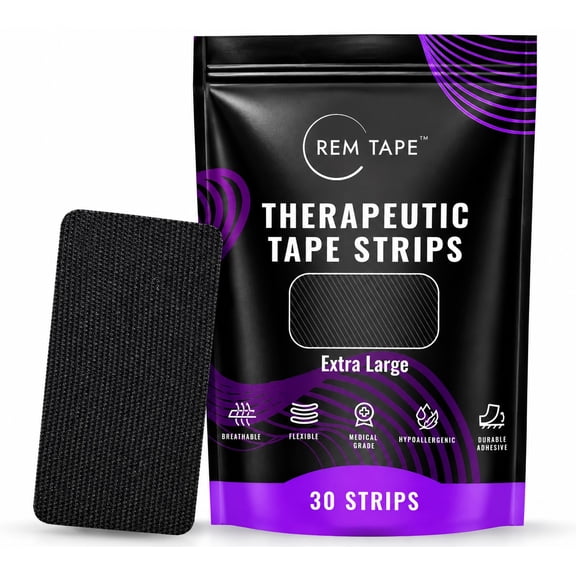 REM Tape - Mouth Tape For Sleeping - Extra Large (30 Pack). Strong Hold, Gentle Removal. Latex Paraben & BPA Free. CPAP & Beard Friendly. One Month Supply!