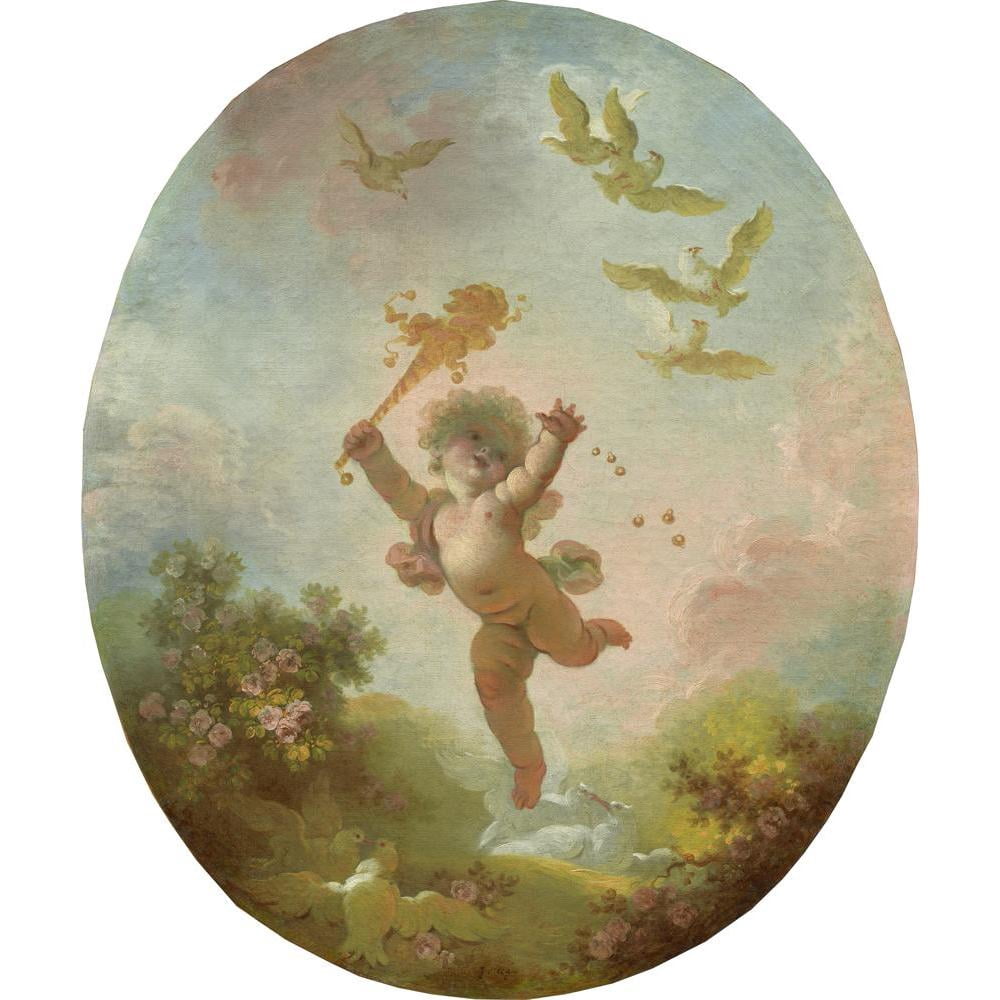 Jean-Honoré Fragonard 12x14 Black Modern Framed Museum Art Print Titled - Love as Folly (C. 1773-1776)
