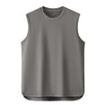 thumbnail image 2 of YHAJDS Men's Fitness Tank Top Crew Neck Solid Color Sleeveless Athletic Gym Casual Shirt, 2 of 5