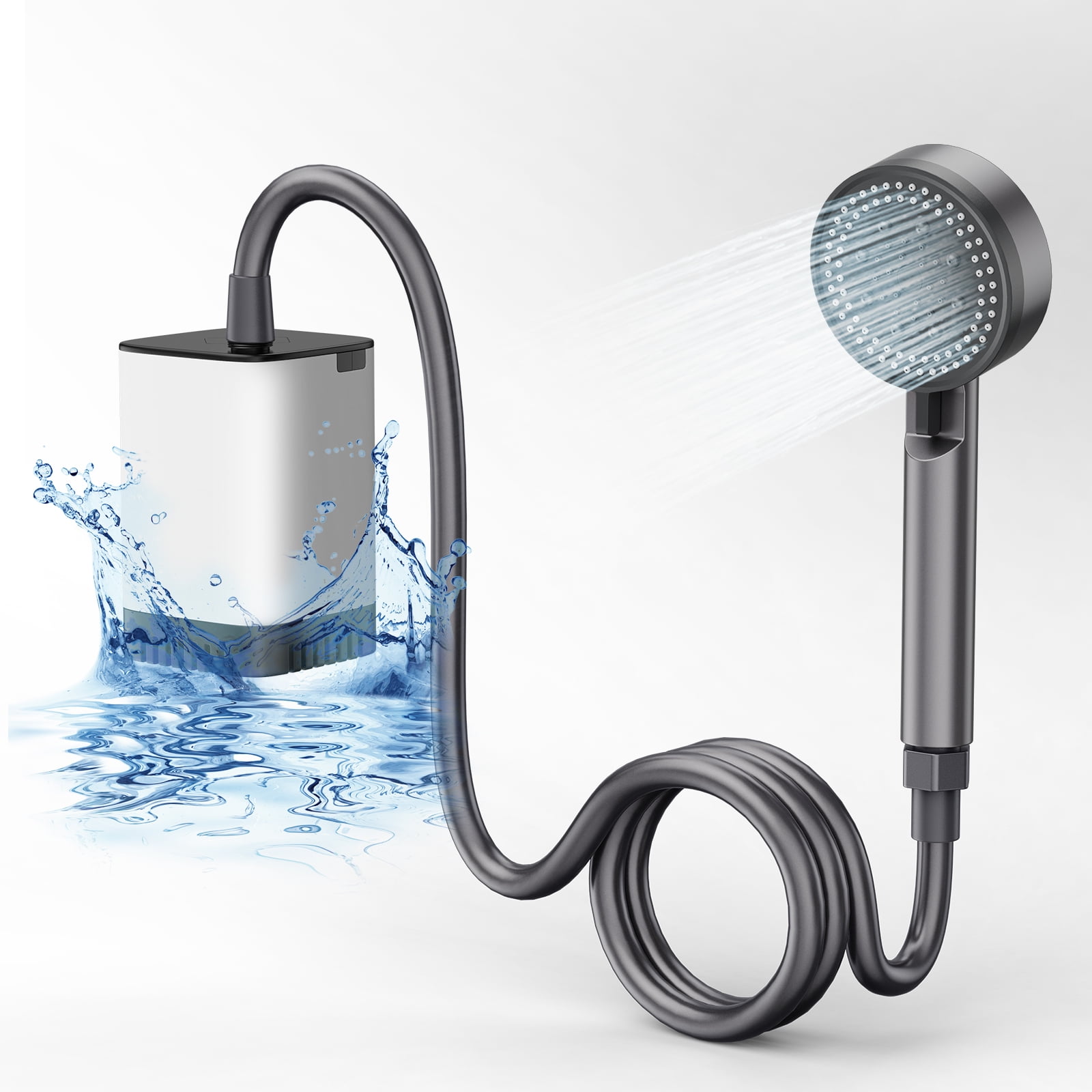 SUNOYAR Portable Camping Shower, 5200mAh Rechargeable Portable Shower Pump with Dry-Run Prevention & 6 Modes for Camping, Hiking, Travel, Beach, Washing, Pet Bath