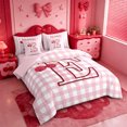 thumbnail image 2 of meiyoeat Pink 3D Cartoon Initial E 7-Piece Twin BeddingLovely Bow Cherry Bedding Comforter Set For Girl,Pink Reversible, 2 of 7