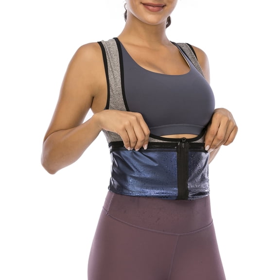 Foxqixa Women's Sauna Sweat Vest Body Shaper Waist Trainer - Slimming Tank Top for Weight Loss & Workout, Zipper Closure, S-3XL