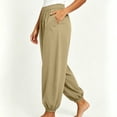 thumbnail image 4 of Hurxie Baggy Wide Leg Pants Womens Barrel Pants Mid Waisted Balloon Pants with Pockets Khaki,XL, 4 of 6