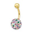 thumbnail image 1 of 10k Yellow Gold 10mm Multi Color Crystal Ball Belly Button Rings Screw Navel Bars Body Piercing Naval, 1 of 7
