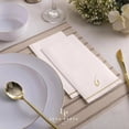 thumbnail image 2 of Fonteme Linen-Feel Guest Towels | 14 Gold Letter 'TET' [ט] White Paper Dinner Napkins, Cursive Hebrew Font, air-laid Material [14PK], 2 of 3