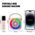 thumbnail image 2 of Mini Karaoke Machine, Portable Bluetooth Speaker with 2 Wireless Microphones, Suitable for Children and Adults, with LED Lights, 2 of 7