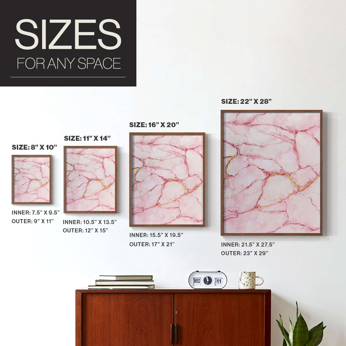 Rose Marble I in Brown Solid Wood 8 x 10 Framed Print