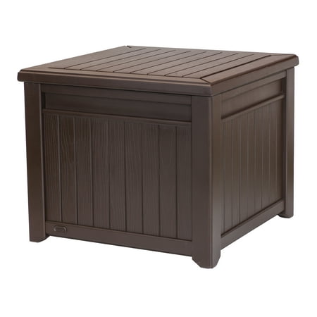 Keter Cube 55-Gallon Resin Plastic Wood Look Deck Box, Brown