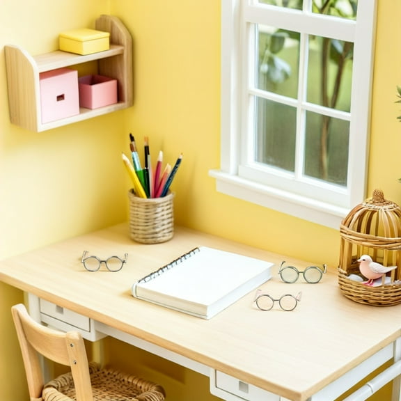 WRITWAA 12Pcs Miniature Glasses for Dolls Crafting Accessories Role-Playing Toys Back to School Fun