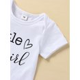 thumbnail image 6 of Bagilaanoe 3pcs Newborn Baby Girl Short Pants Set Short Sleeve Letter Print Romper Tops + Shorts + Headband 3M 6M 12M 18M Infant Casual Summer Outfits, 6 of 9