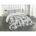 thumbnail image 3 of Ambesonne Modern Quilted Bedspread Set 3 Pcs, Circus Magician Theme, Queen Size, Black and White, 3 of 5
