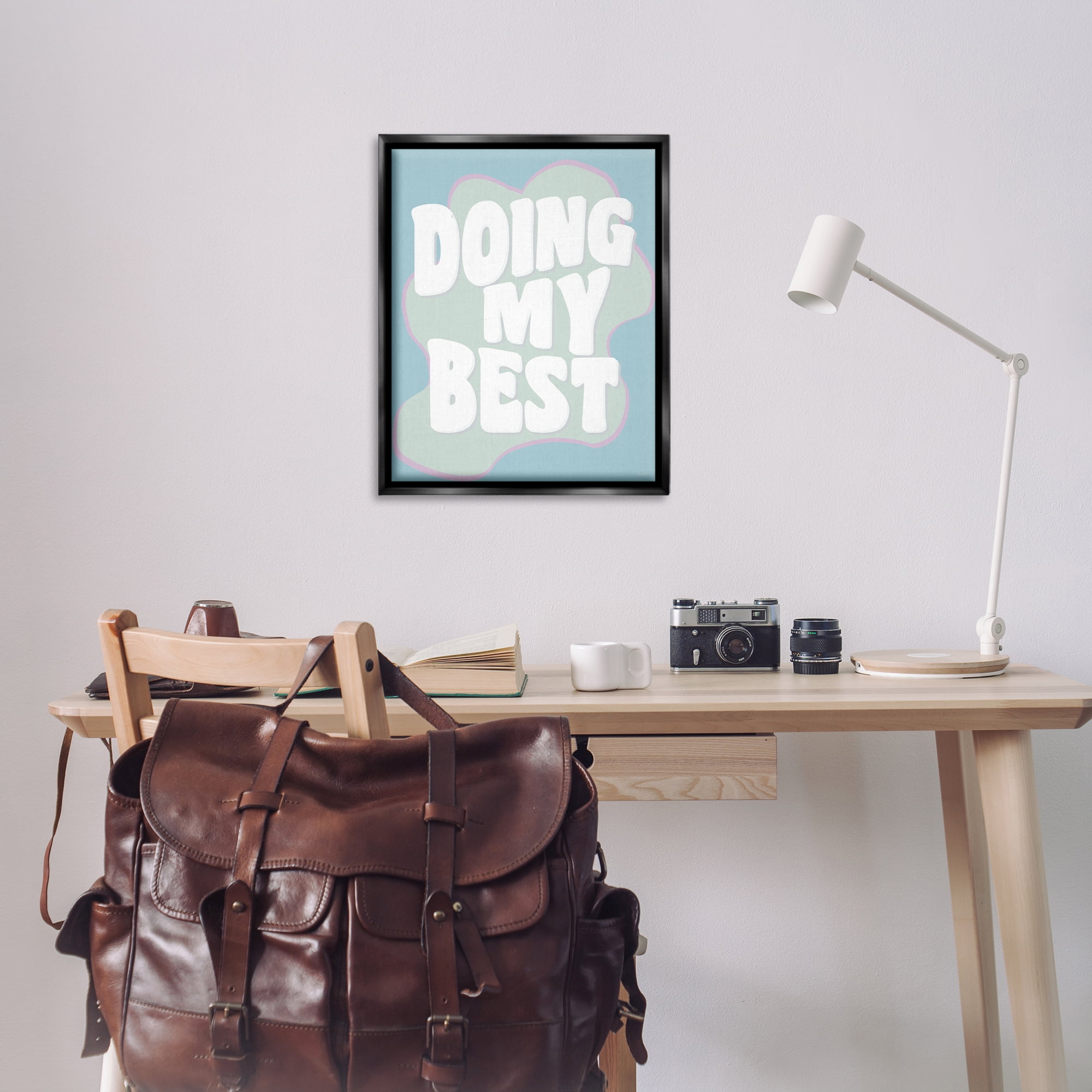 Stupell Industries Doing My Best Phrase Text & Numbers Painting Black Floater Framed Canvas Art Print Wall Art, 25 x 31