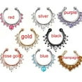 thumbnail image 4 of Yesbay Women's Punk Rhinestone Inlaid U-shaped Fake Septum Clicker Nose Rings-Gold, 4 of 7