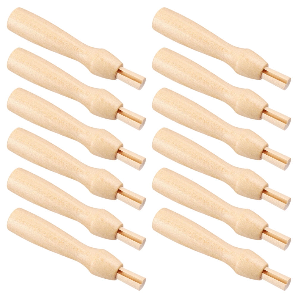 HOOWIFFY 12pcs Wooden Punch Needle Handle for Felting Crafts Detachable Grip