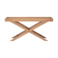 thumbnail image 3 of Pemberly Row Transitional Wood X Base Console Table With Glass Top in Natural, 3 of 12