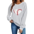 thumbnail image 5 of Gamivast Graphic Sweatshirts for Women Game Day Glitter Heart Baseball Stitching Print Crew Neck Long Sleeve Pullover Tops Casual Athletic Wear, 5 of 5