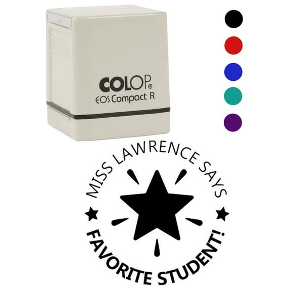 Printtoo Personalized Teachers Stamp Favorite Student! Teachers Name Self-Inking Rubber Stamp Appreciation Message For School Classroom & Homework Supplies,Black - 30 x 30 mm