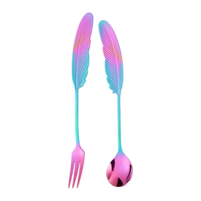Bewildely Sporks de titanio para la próxima aventura, duraderos y elegantes, con borde de horquilla de Metal, 2 pack/lote Mostrada Color dorado colorido