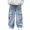 Blue, variant on CPNG Boys Denim Jeans Pants with Pockets Casual Wide Leg Cargo Pants Vintage Straight Leg Denim Cargo Pants Drawstring Elastic Waistband Loose Fit Lightweight Trousers