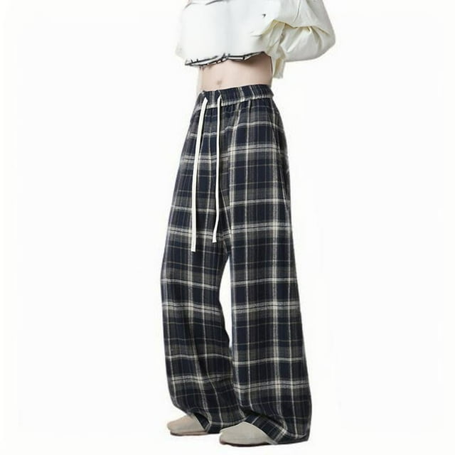 Royal Blue Mens Casual Pants for Man Loose Fit Victorian Plaid Flared Bell Bottom Renaissance Peasant Straight Leg Long Bootcut Leg Steampunk Summer Fall Pants 2025 M