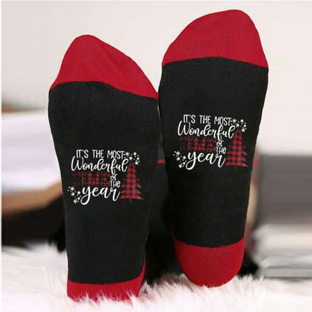 

Black and Friday Deals 2023 EGNMCR Socks for Women Funny Letter Printed Christmas Tree Socks Winter Soft Ankle Cotton Sock Xmas Gift for Women on Clearance