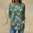 thumbnail image 2 of WTOBBY Women's Loose Fit Casual Floral Printed Round Neck Long Sleeve T-shirt Pullover Top Soft Breathable Material for Relaxed Wear Daily Comfort Fashion Blouse Trendy ,Army Green L, 2 of 5