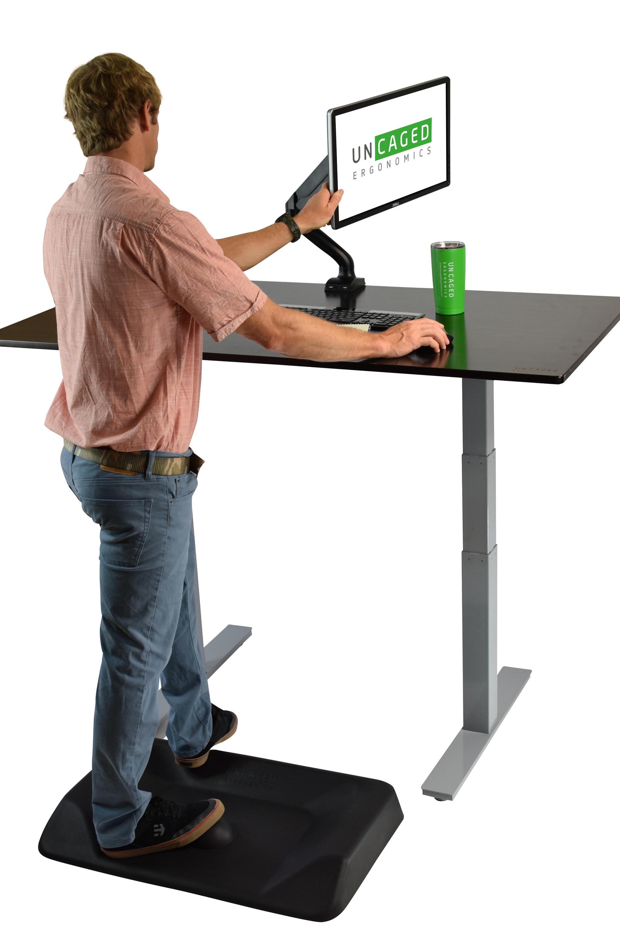 Single Computer Monitor Arm with 2 USB Ports adjustable height