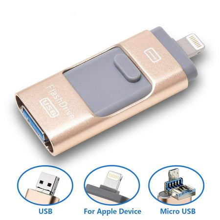 3 In 1 USB Flash Drive 64G, USB Memory Stick 64GB Thumb Drive Flash Drive for iPhone/iPad/PC/Android External Memory Storage Stick Password/Touch ID Protected Flash Drive for (Best Thumb Drive Encryption)