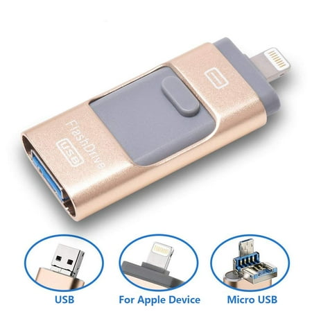 3 In 1 USB Flash Drive 64G, USB Memory Stick 64GB Thumb Drive Flash Drive for iPhone/iPad/PC/Android External Memory Storage Stick Password/Touch ID Protected Flash Drive for (Best Memory Stick For Photos)