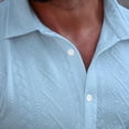 thumbnail image 6 of IROINNID Men's 2 Piece Casual Short Sleeve Button Down Shirt and Shorts Set Textured Jacquard Turndown Collar for Summer Beach Vacation, 6 of 8