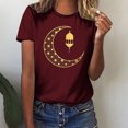 thumbnail image 2 of Penkiiy Muslim Ramadan T-Shirt for Women Women's Cute Graphic T-Shirts Crewneck Short Sleeve Moon PrintCasual Tee Tops L Wine, 2 of 6