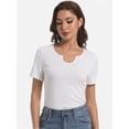 thumbnail image 4 of Women's Short Sleeve V-Neck Ribbed Blouse - Slim Fitted Casual Basic Top, 4 of 6
