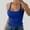 Blue, variant on Yzengfg Women Spaghetti Strap Scoop Neck Ribbed Tank Tops Slim Fitted Cotton Camisole Basic Sleeveless Layering Shirts Blue