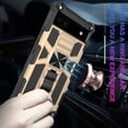 thumbnail image 4 of Compatible for Google Pixel 6a Case w/Tempered Glass Screen Protector [Military Grade] Ring Car Mount Kickstand Shockproof Hard Phone Case - Gold, 4 of 6