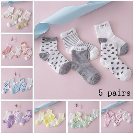 5 Pairs Baby Boy Girl Cotton Cartoon Socks NewBorn Infant Toddler Kids ...
