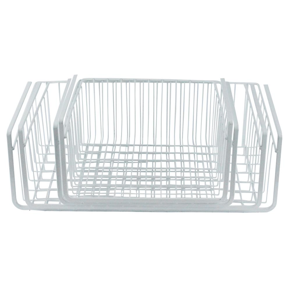 White Wire Under Shelf Storage Basket, 4Piece Set