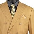 thumbnail image 2 of VINCI Men's Camel Beige Pinstripe Double-Breasted 6-Button Classic Fit Suit - NEW - 44L, 2 of 3