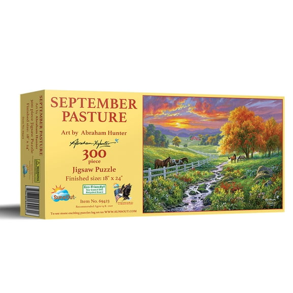 SUNSOUT INC - September Pasture - 300 pc Jigsaw Puzzle by Artist: Abraham Hunter - Finished Size 18" x 24" - MPN# 69423